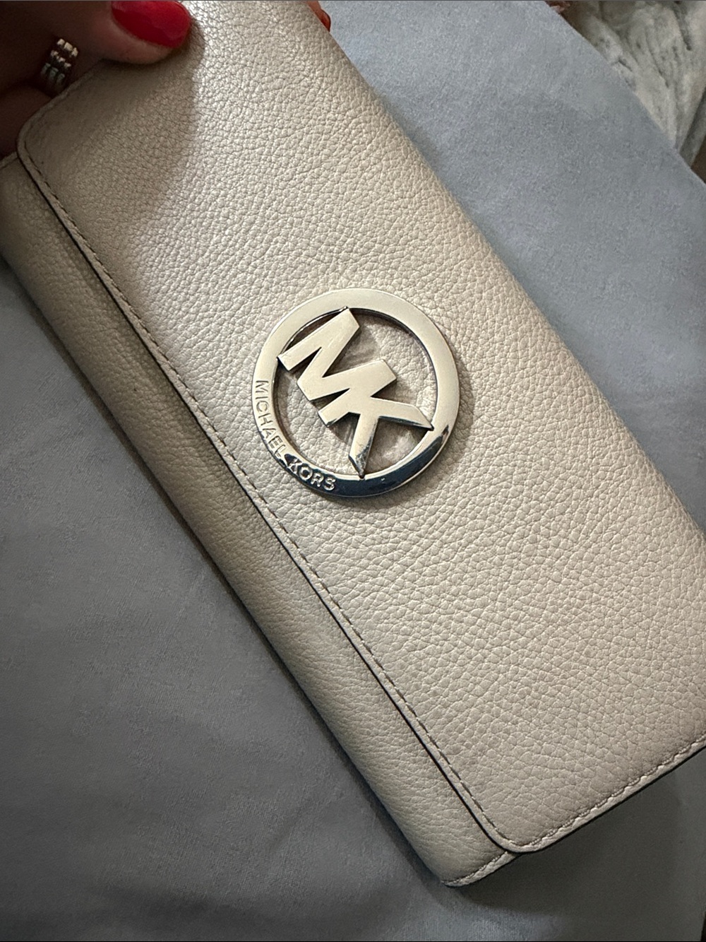 Michael Kors Pebbled Leather MK Logo Continental Wallet